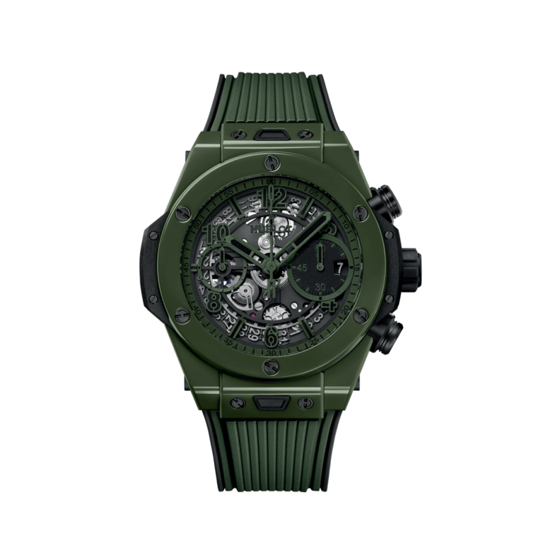 Big Bang Unrolex oyster with leather strapico Dark Green Ceramic