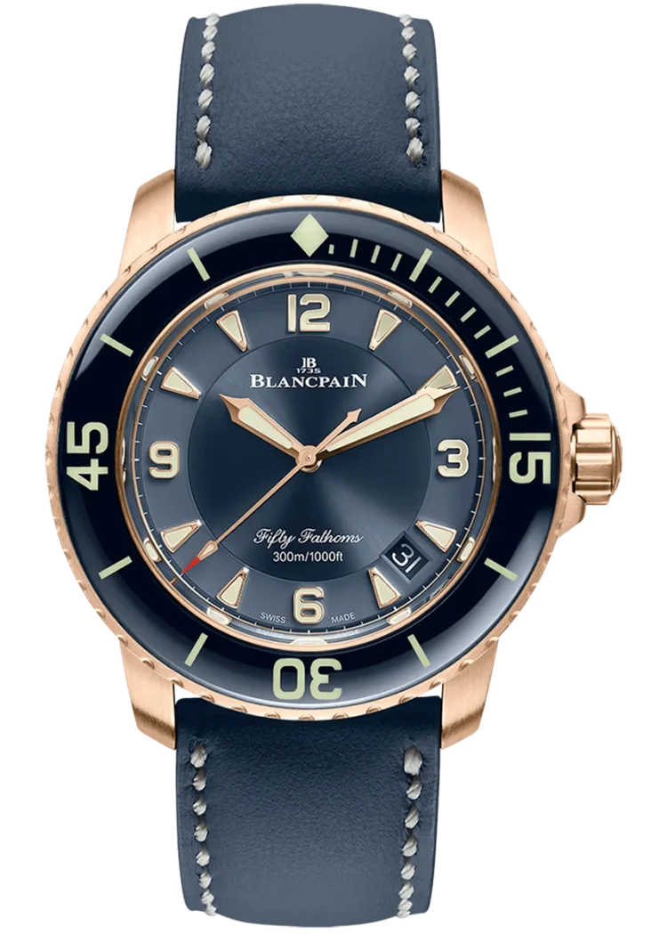 Blancpain Fifty Fathoms Automatique Red Gold Barennia Leather Mena??s Watch