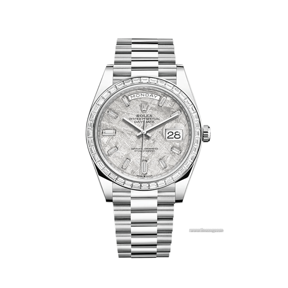 Rolex Day-Date 228396TBR Platinum Diamond Bezel Meteorite Diamond Dial