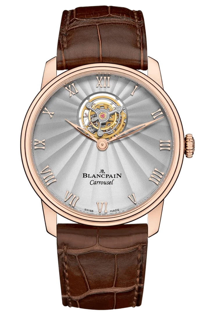 Blancpain Villeret Carrouseaudemars piguet royal oak rubber strapl Volant Une Minute Red Gold Alligator Mena??s Watch