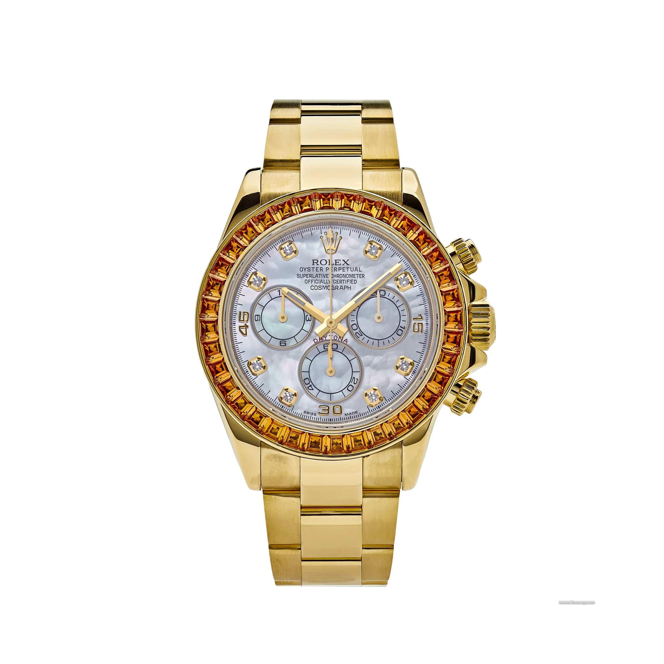 Rolex Daytona 116578SACO Yerolex explorer on leather strapllow Gold Sapphire Bezel Mother Of Pearl Dial (2019)