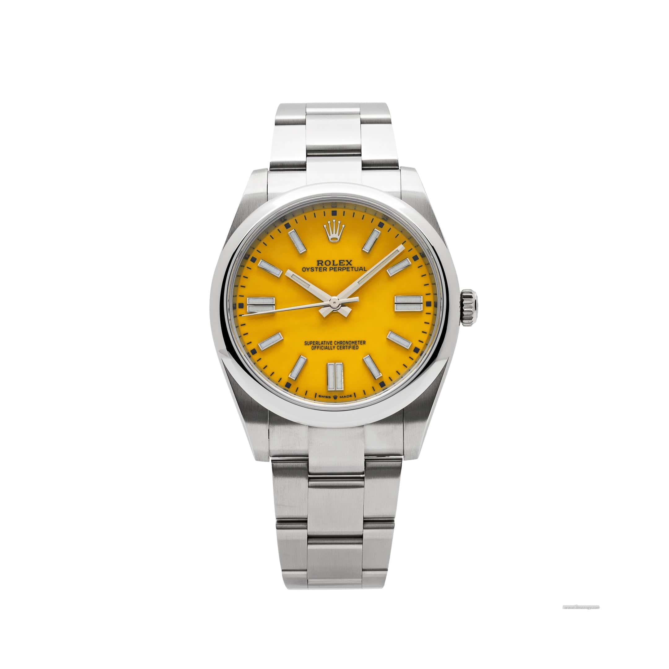 Rolex Oyster Perpetblancpain lemanual 124300 Stainless Steel Yellow Dial