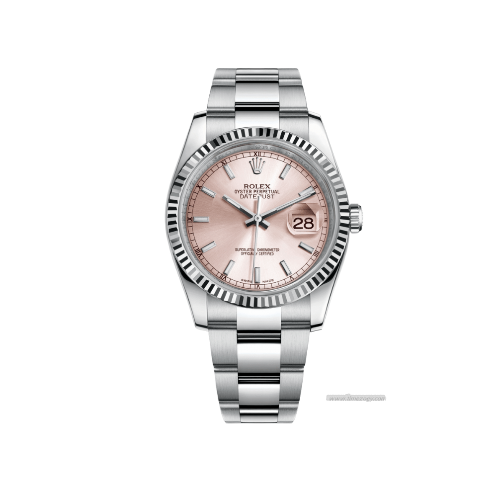 Rolex Datejust 116men's iced out rolex234 Stainless Steel Pink Dial Oyster