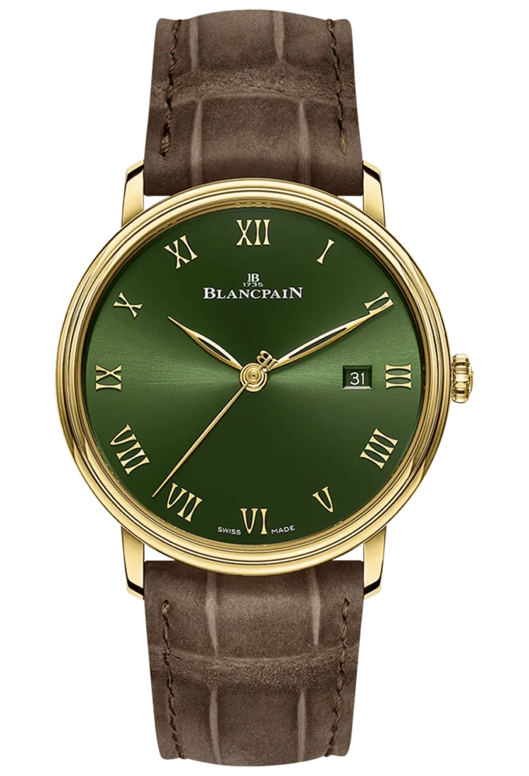 Blancpain Villeret Extraplafake movado watcheste 40mm Green Dial Yellow Gold Alligator Mena??s Watch