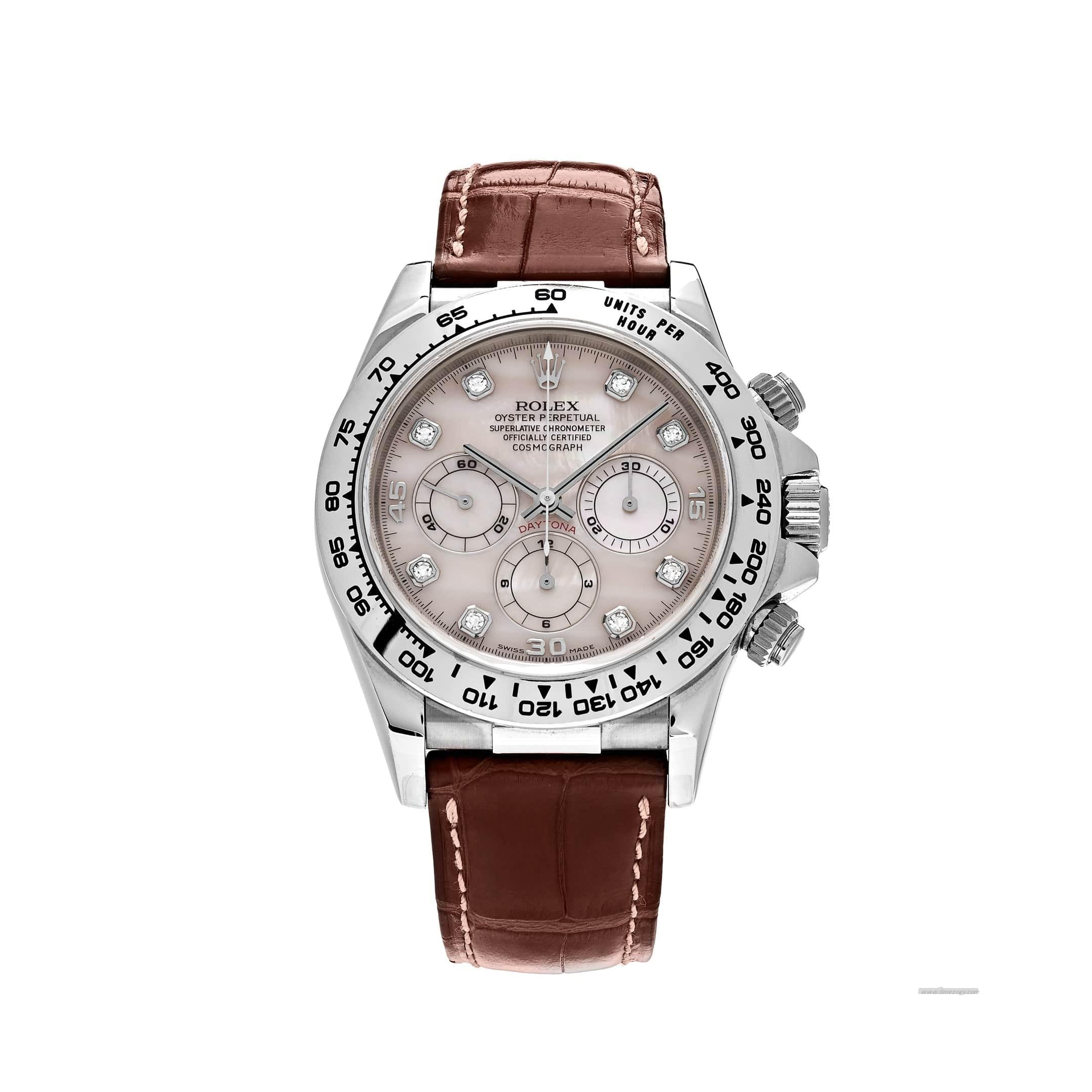 Rolex Daytona 116519 Wchocolate roman rolexhite Gold Rose Mother of Pearl Diamond Dial