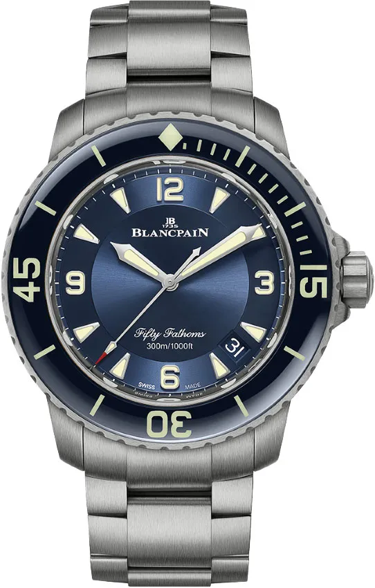 Blancpain Fifty Fathorolex gmt master diamondms Automatique Titanium Blue Mena??s Watch