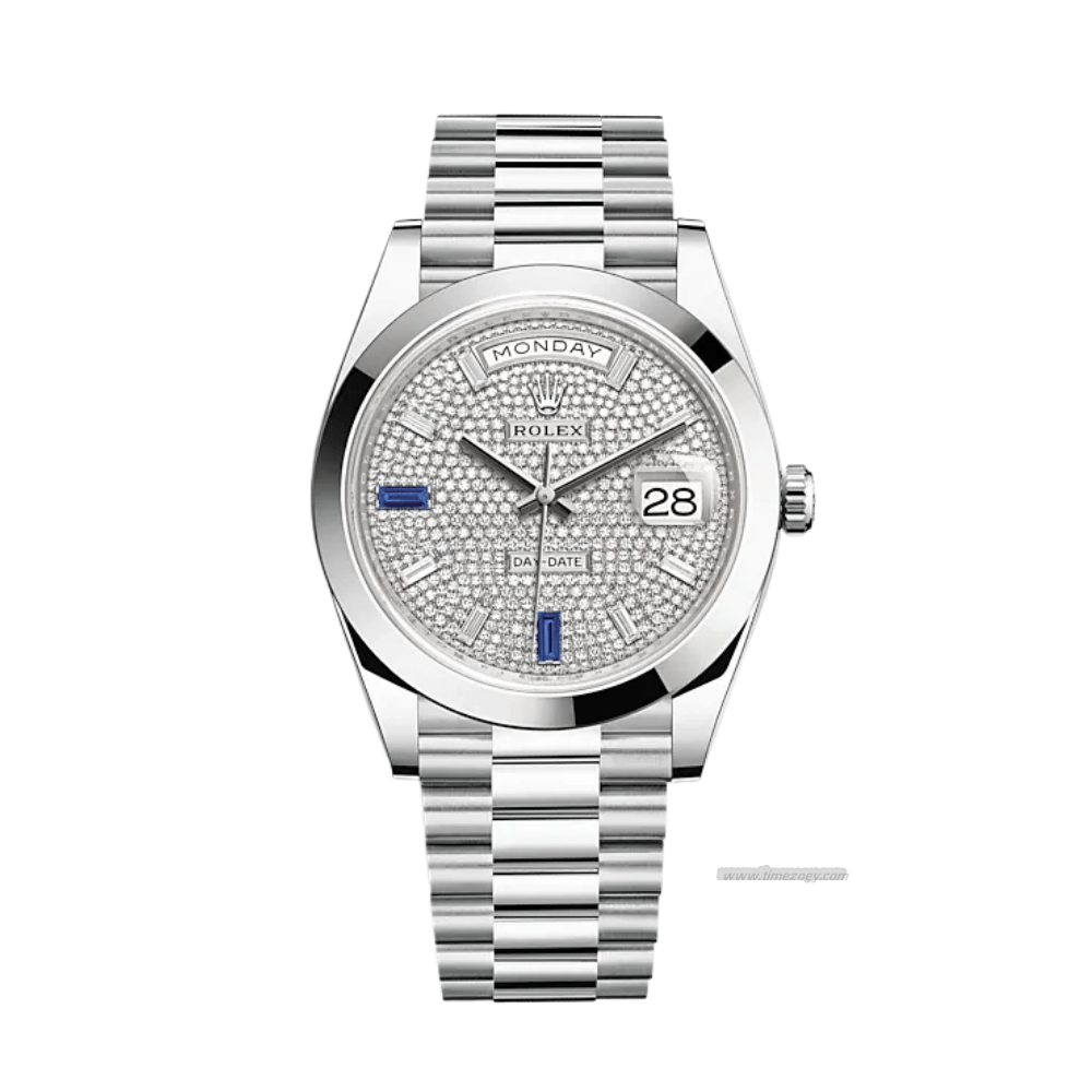 Rolex Day-Date 22vacheron constantin replica watch8206 Platinum Diamond-Paved Dial