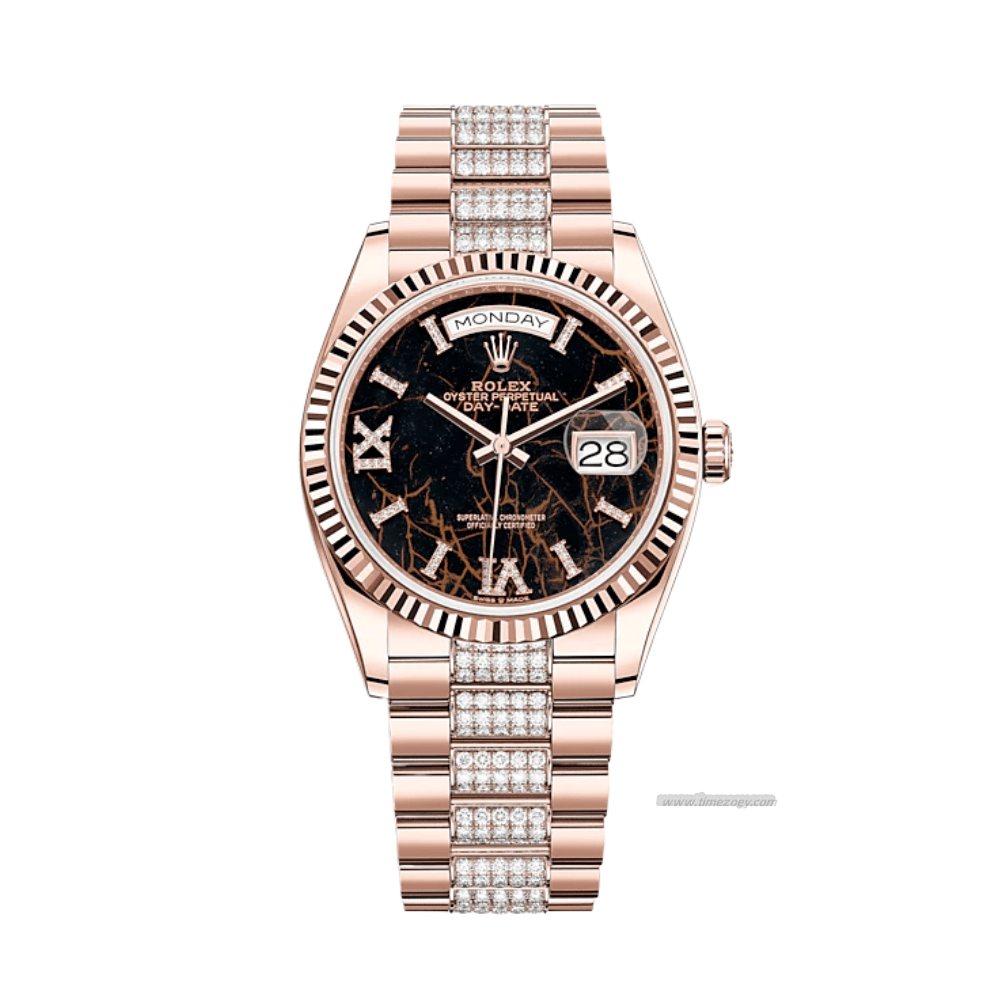 Rolex Day-Date 1282vintage gold rolex35 Rose Gold Eisenkiesel Diamond Dial