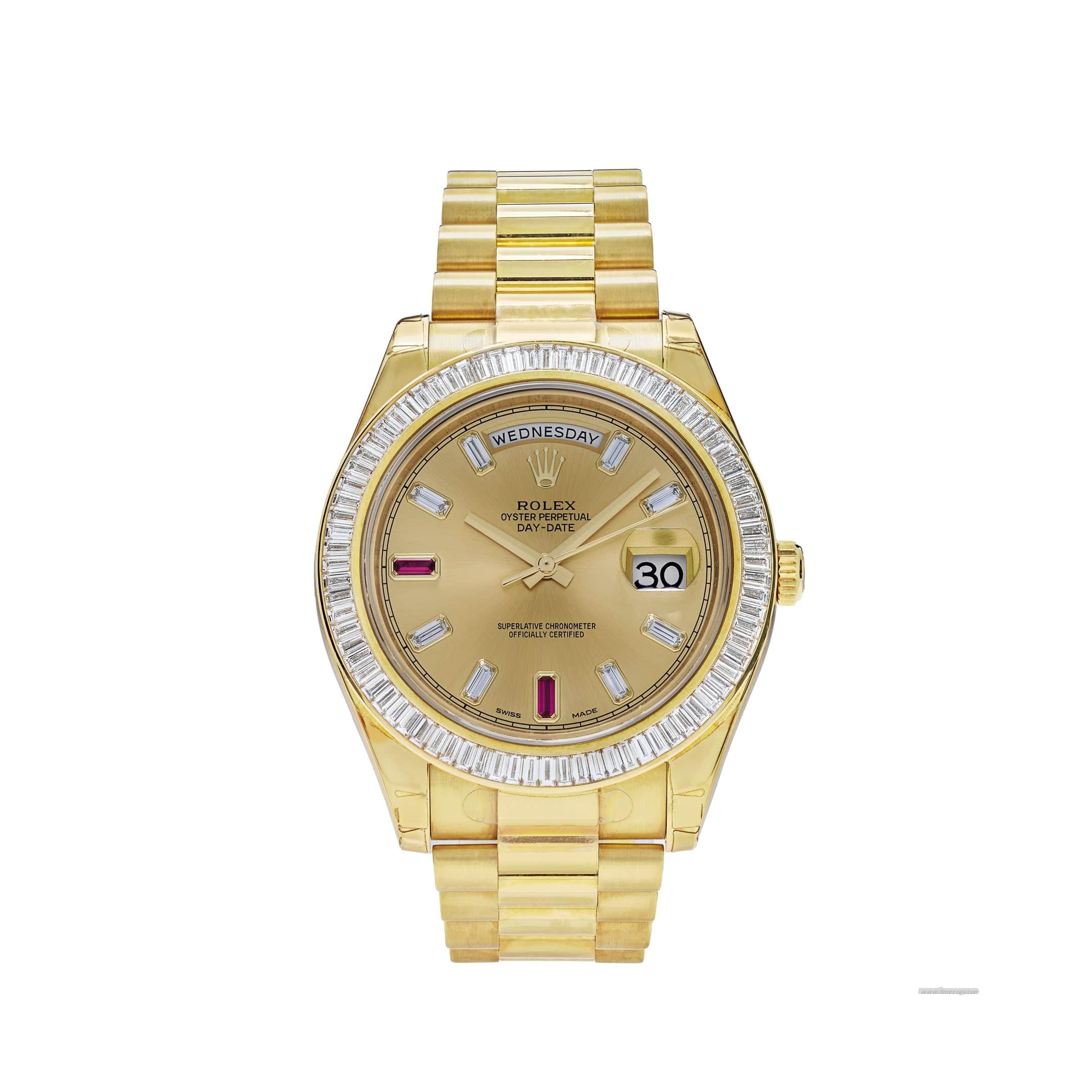 Rolex Day-Date 218398 Prrolex pearlmaster 39esident Yellow Gold Champagne Dial Diamond Bezel