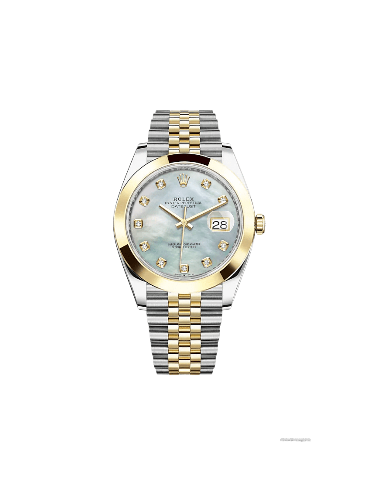 Rolex Datejust 126303 Stainlerolex alligator strapss Steel Yellow Gold Mother of Pearl Diamond Dial Jubilee