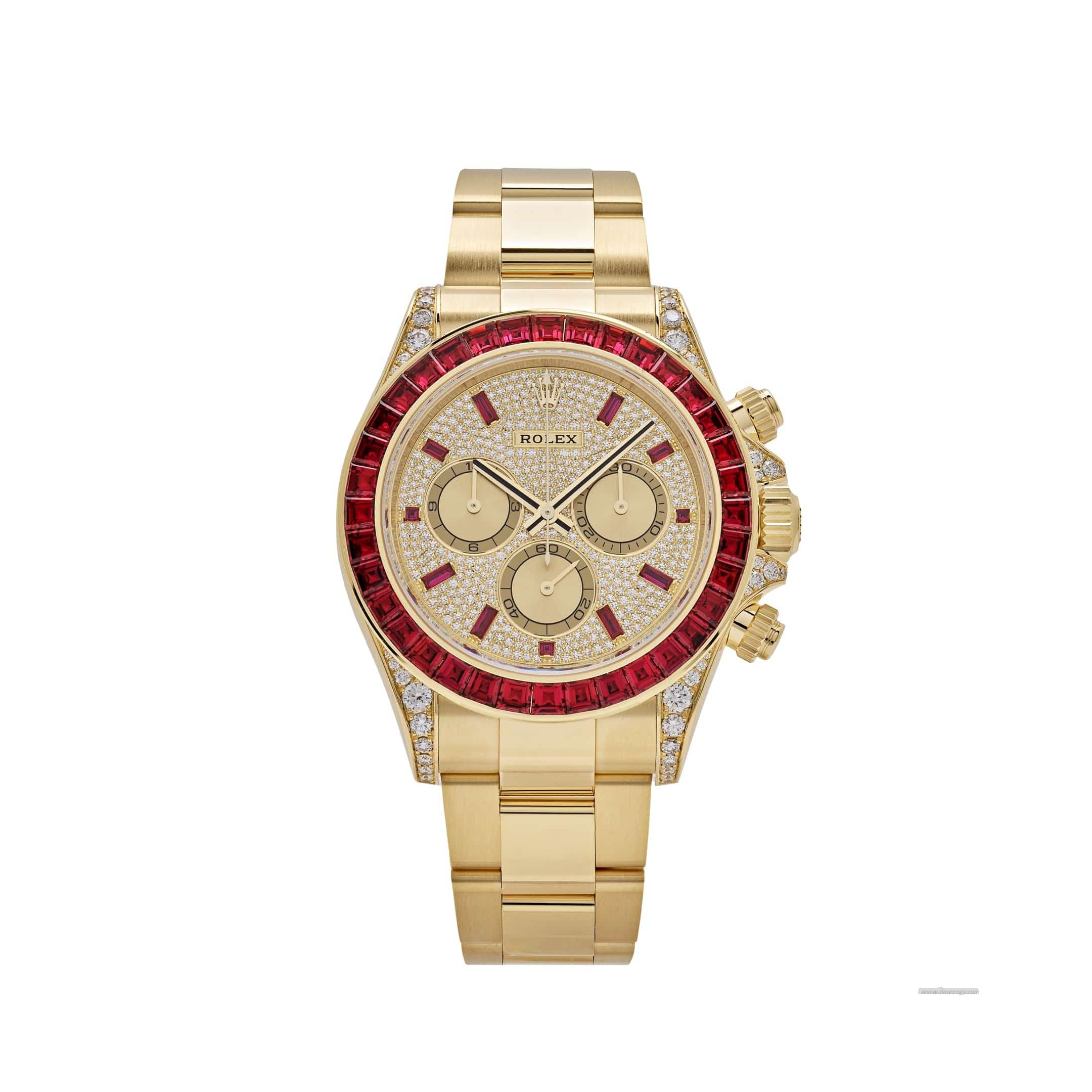 Rolex Cosmograph Daytona 126rolex oyster 1920598TRU Yellow Gold Ruby Bezel Diamond Pave Dial (2024)