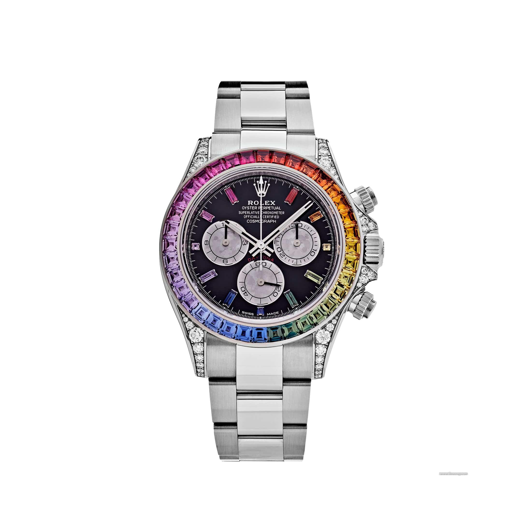 Rolex Daytona 116599RBOW 'black and silver rolex watchRainbow' White Gold Black Dial Sapphire Bezel (2022)