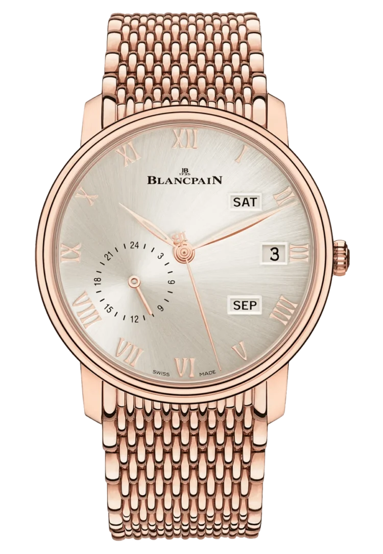 Blancpain Villeret Quantierolex daytona with diamond bezelme Annuel GMT Mille Mailles Red Gold Mena??s Watch