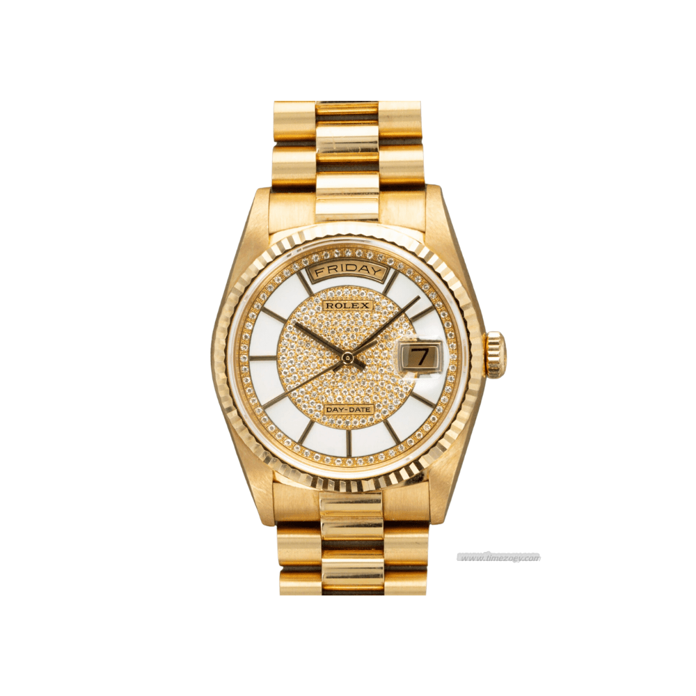 Rolex Day-Date 18238 Yellvintage gold women's watchow Gold Carousel Diamond Dial President Bracelet