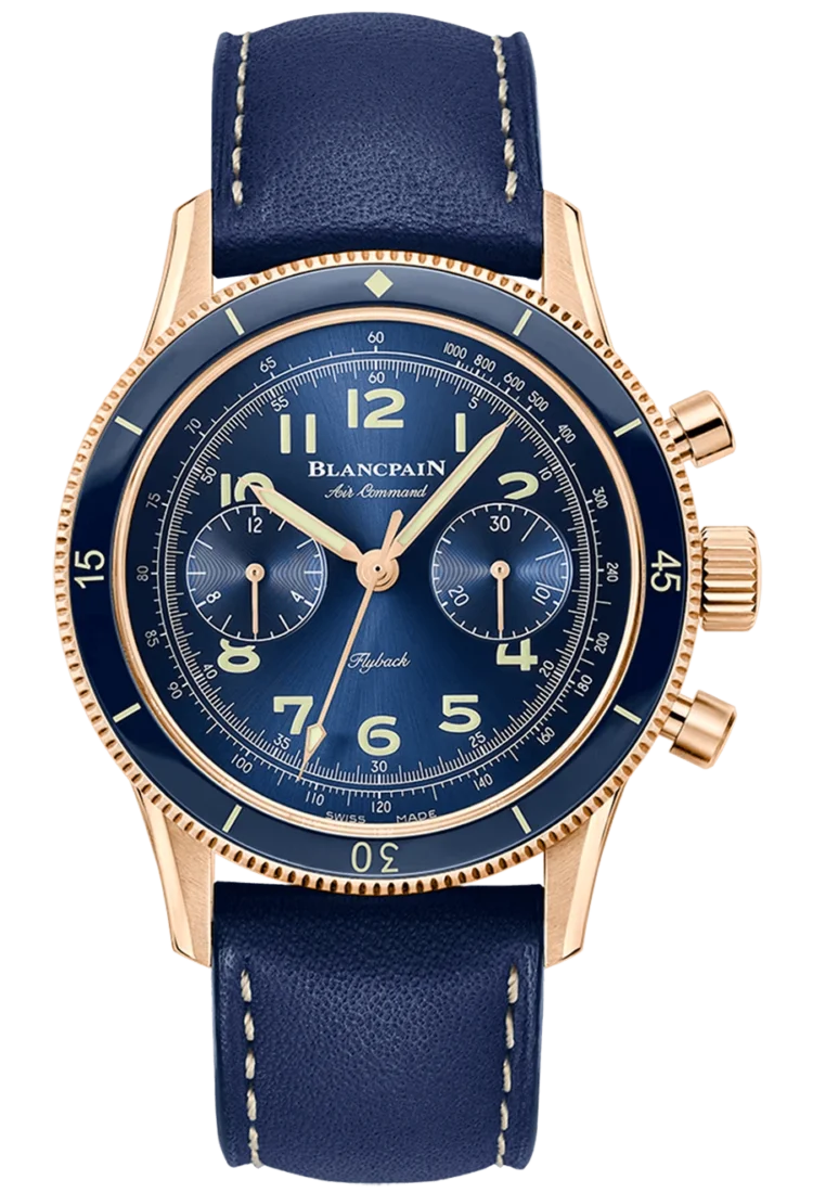 Blancpain Air Command Red Gold Blue Calfskin Mena??s Watch