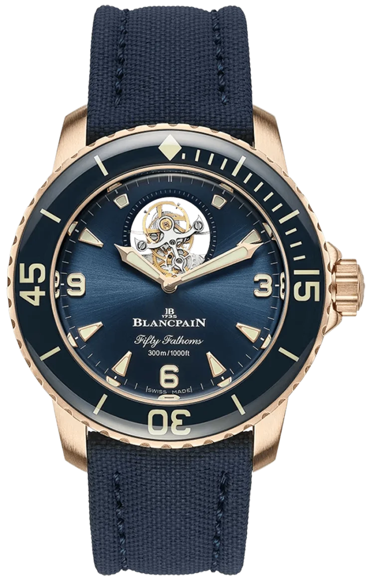 Blancpain Fifty Fathoms Touap super clonerbillon 8 Jours Red Gold Blue Canvas Mena??s Watch $1