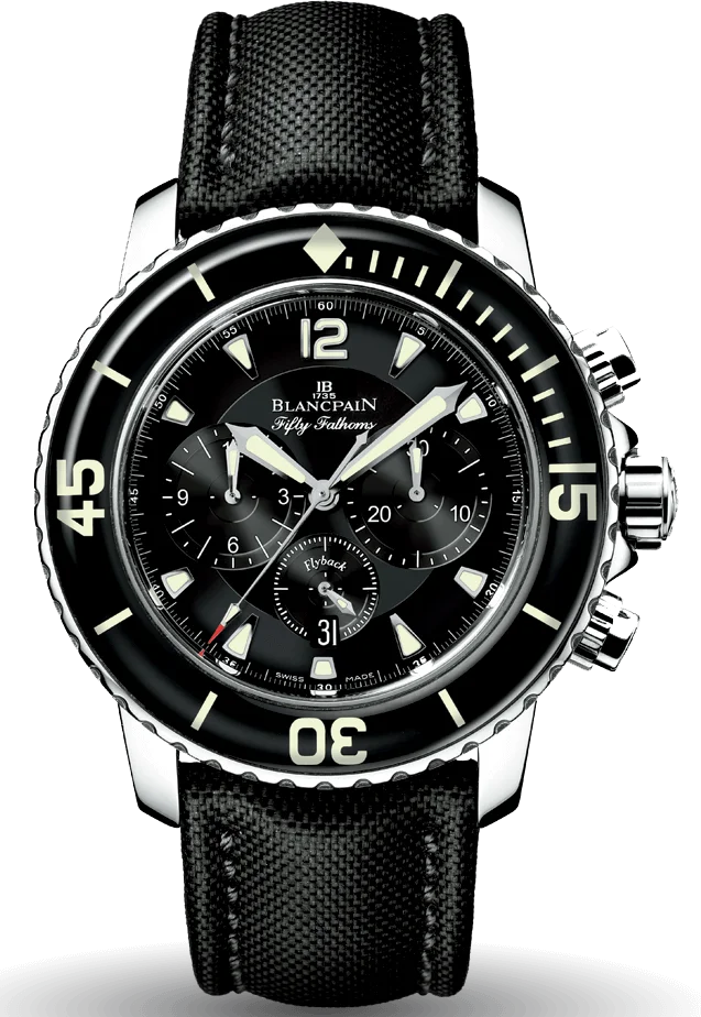 Blancpain Fifty Fathoms Bathyscatudor serial numbers lookupphe Chronographe Flyback 45mm Steel Black Canvas Mena??s Watch