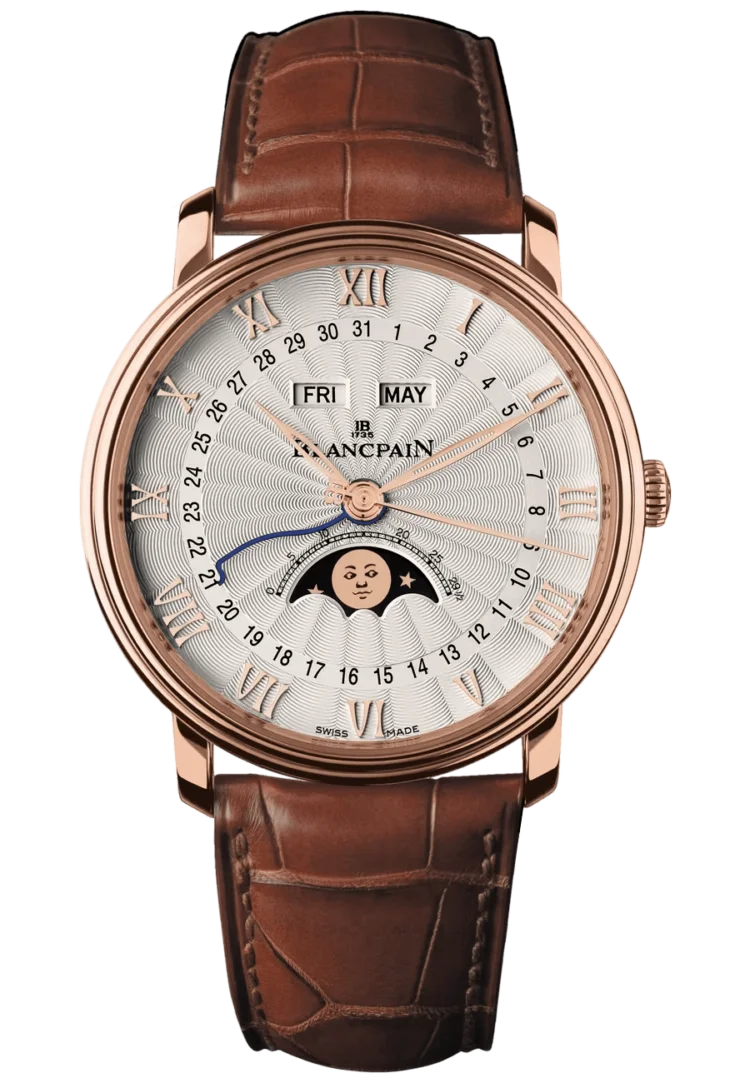 Blancpain Villeret Quantieme cartier santos replicaComplet Demi-Savonnette Red Gold Alligator Mena??s Watch