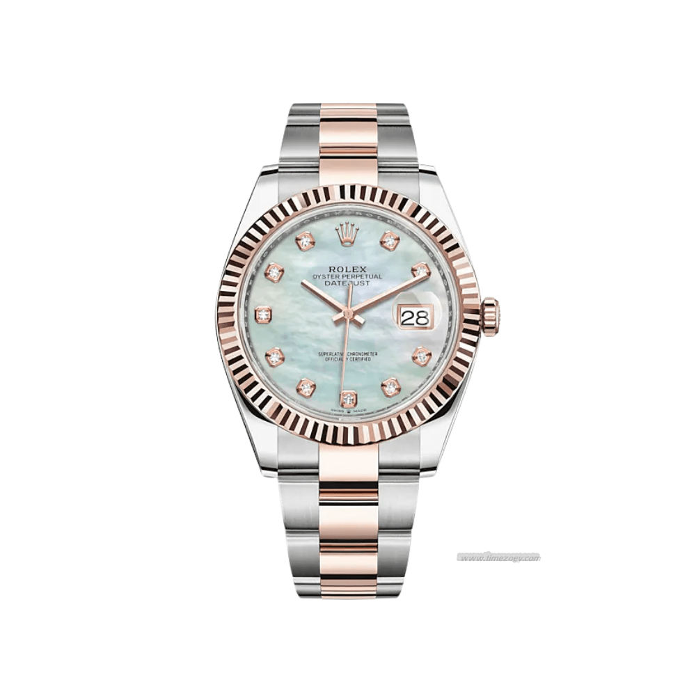 Rolex Datejust 126331 iced out watch replicasRose Gold Stainless Steel MOP Diamond Dial