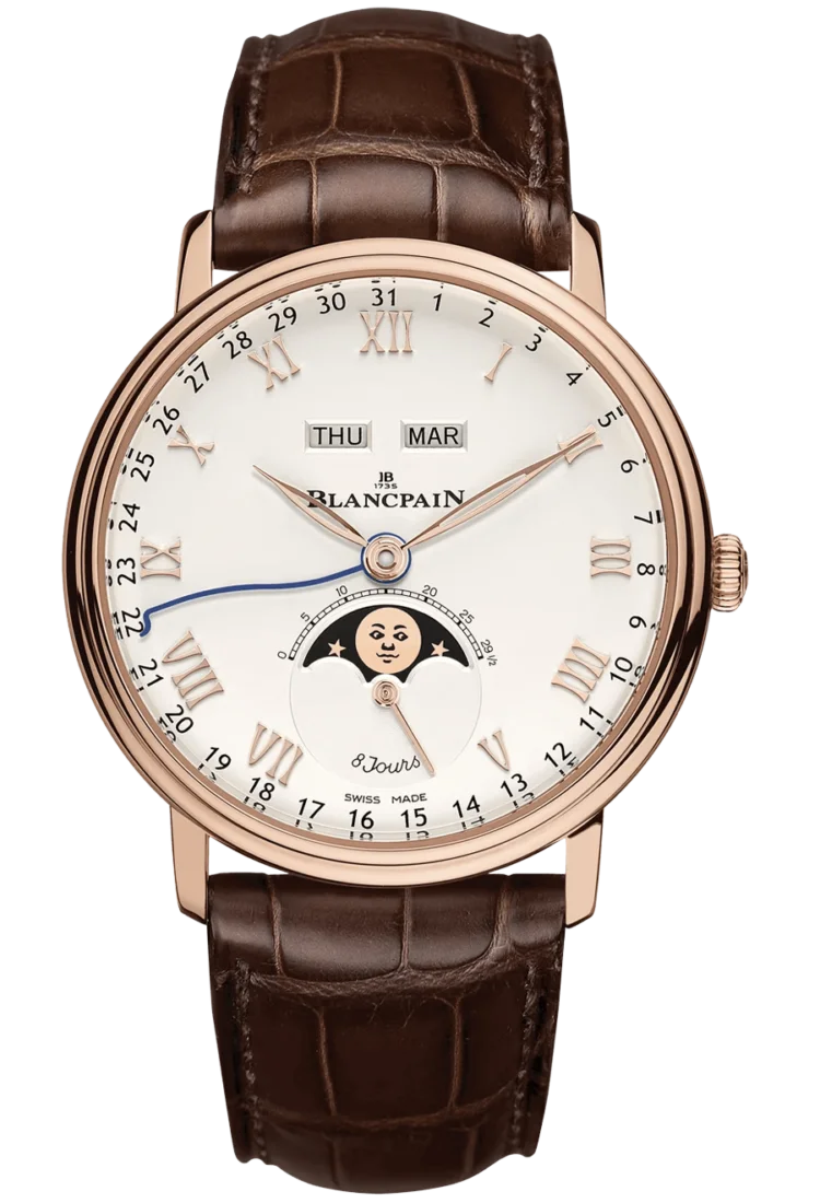 Blancpain Villeret Quantieme best replica jewelry sitesComplet 8 Jours Opaline Red Gold Alligator Mena??s Watch